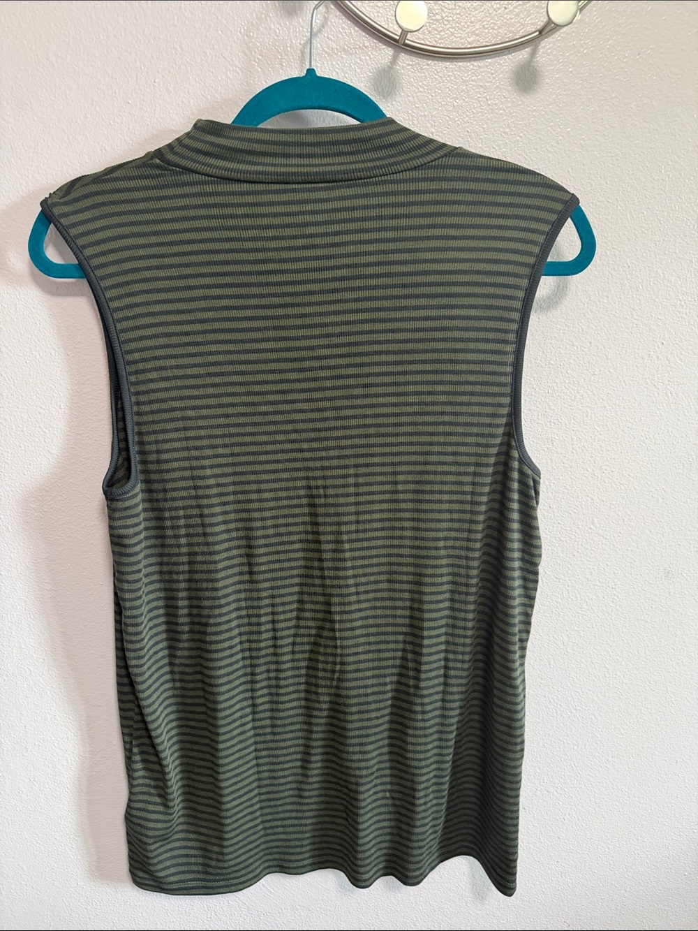 GAP Olive Green and Navy Striped Mock Neck Tank Top - Picture 6 of 6
